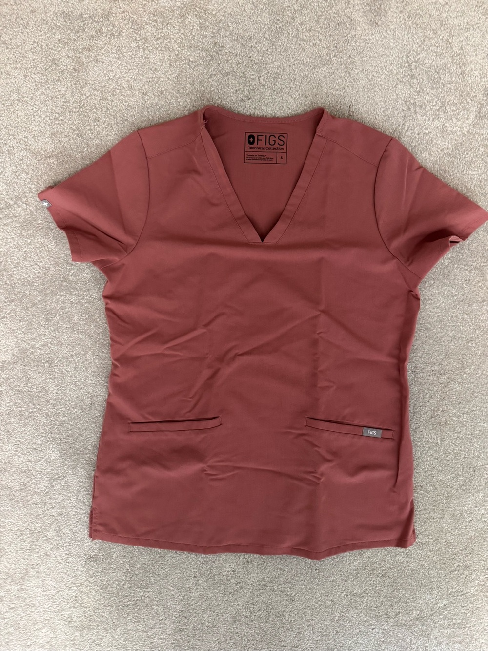 FIGS Women's V-Neck Scrub Top in Dusty Rose